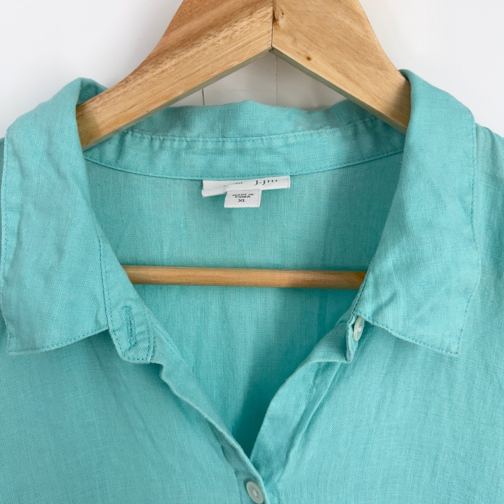 J.‎ Jill Love Linen Turquoise Aqua 100% Linen Button Down Tunic Top Womens XL - Picture 5 of 10